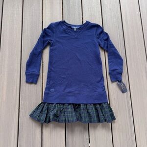 Polo Ralph Lauren Youth Girls Royal Blue Navy Green Plaid Shirt Dress Size M8-10